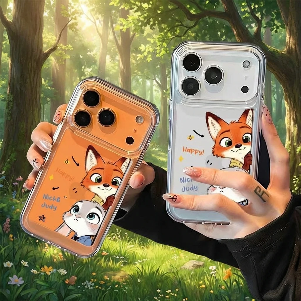 

Zootopia Phone Case Judy Nick Transparent Soft Case for iPhone 17 Pro Max Plus Cartoon Cute Popular Trendy Mobile Phone Cover