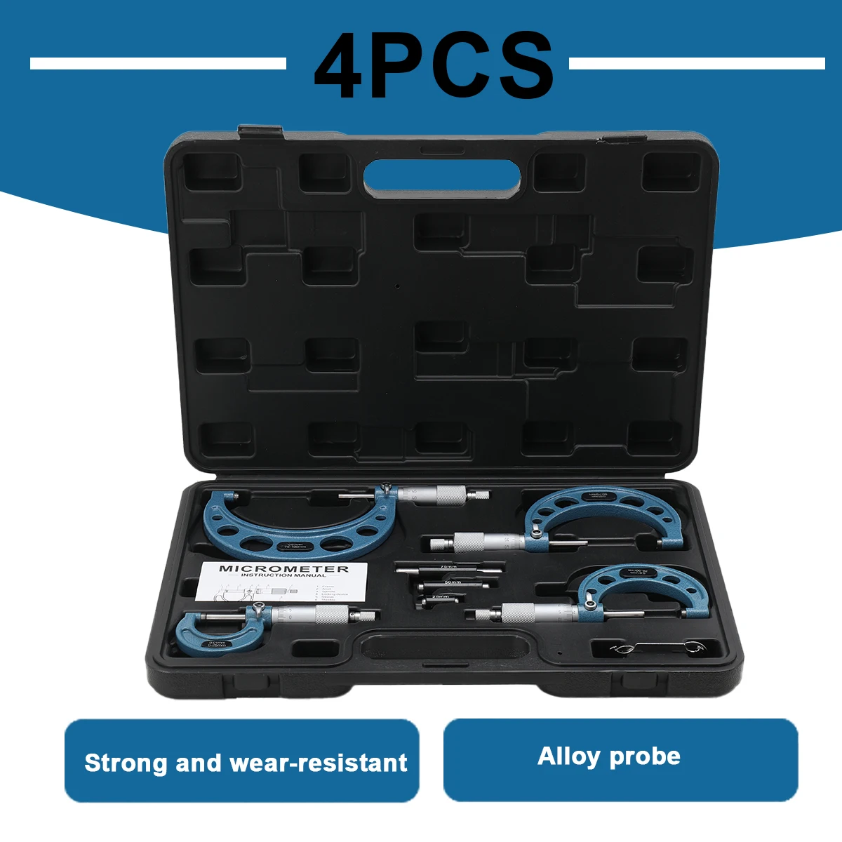 Micrometer Set 0-25mm 25-50mm 50-75mm 75-100mm 0.01mm Micrometer Measuring Instruments Micrometer Measuring Tools