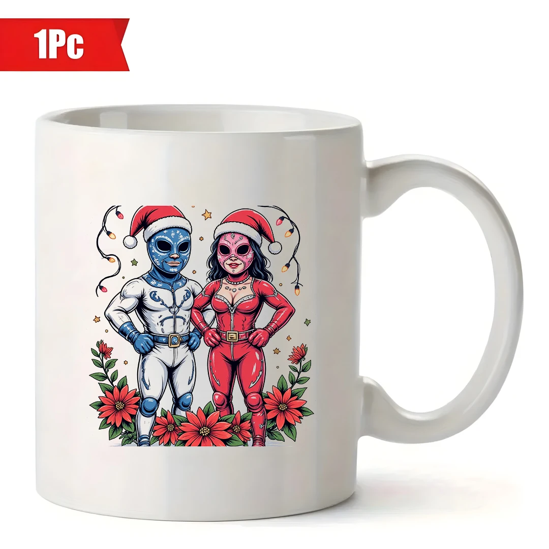 Taza con temática navideña de dibujos animados de 11oz + decoración festiva, taza para niños, taza de café para oficina familiar, juego de regalo de Navidad