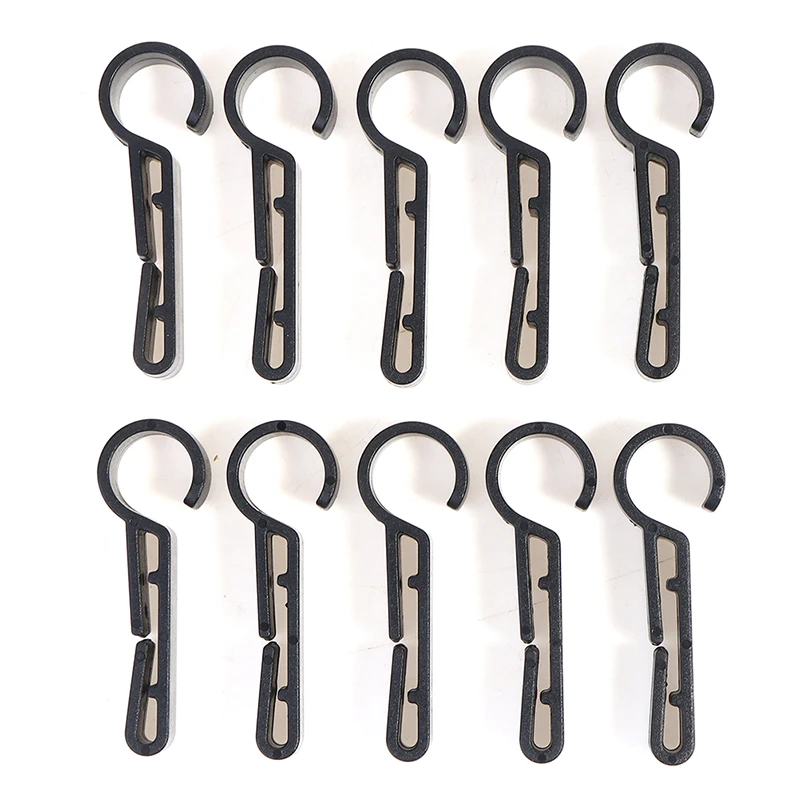 10Pcs Plastic Lightweight Helmet Clips Attachment Head Light Clamps Black Set Headlamp Hard Hat Safety Cap Hook Outdoor Tools