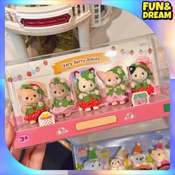 Sylvanian Families Pretend Play Very Strawberry Babies Set Anime Character Room Decoration Doll Children'S Toy Birthday Gift