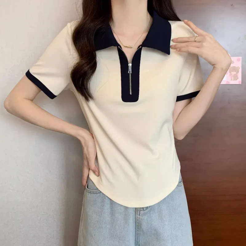 

Women's Versatile Tops in Summer, Loose Shoulders, Slightly Fat Covering the Flesh and Making You Look Slim and Short Sleeves