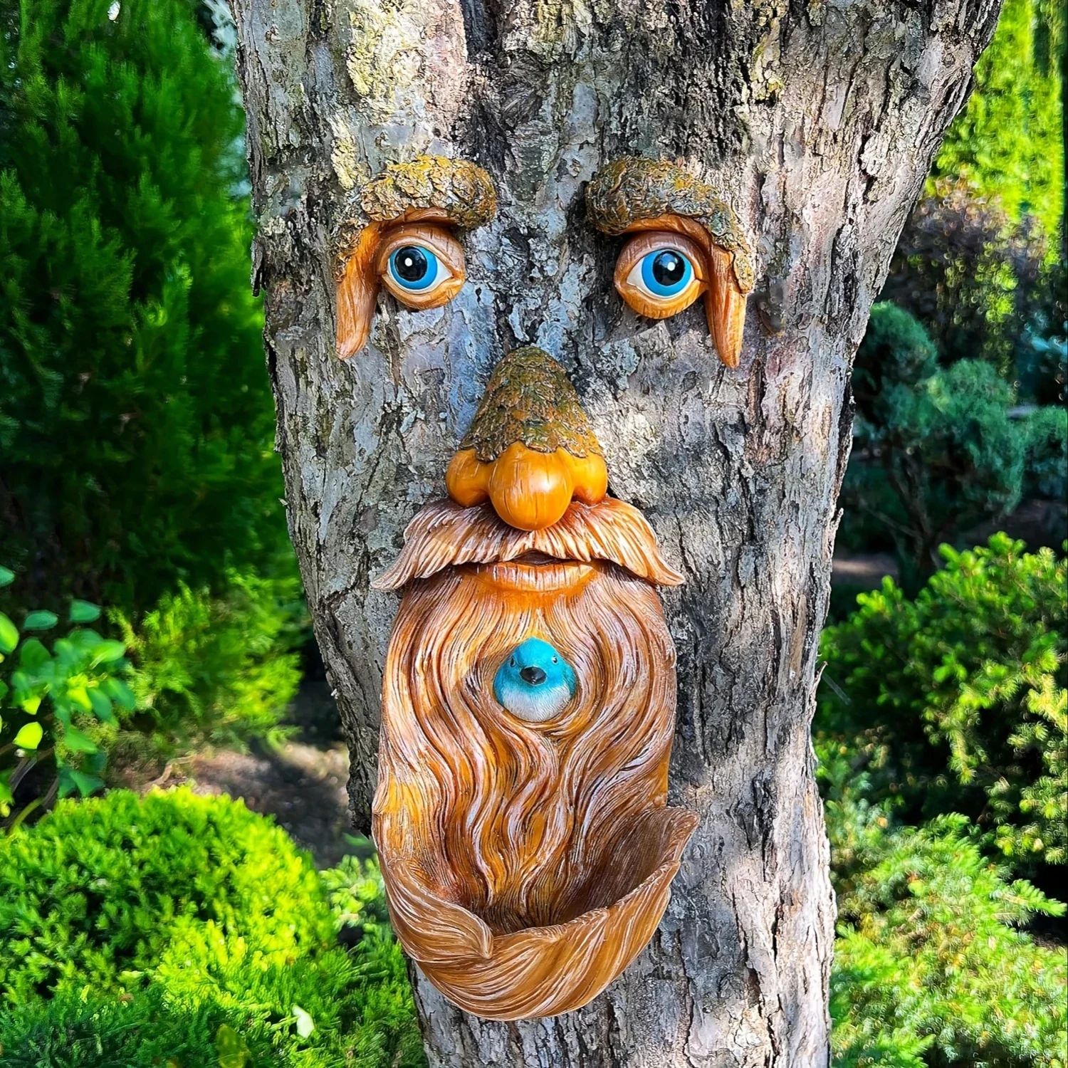 

Rustic Tree Face Bird Feeder, Outdoor Bird Feeder For Garden Decor