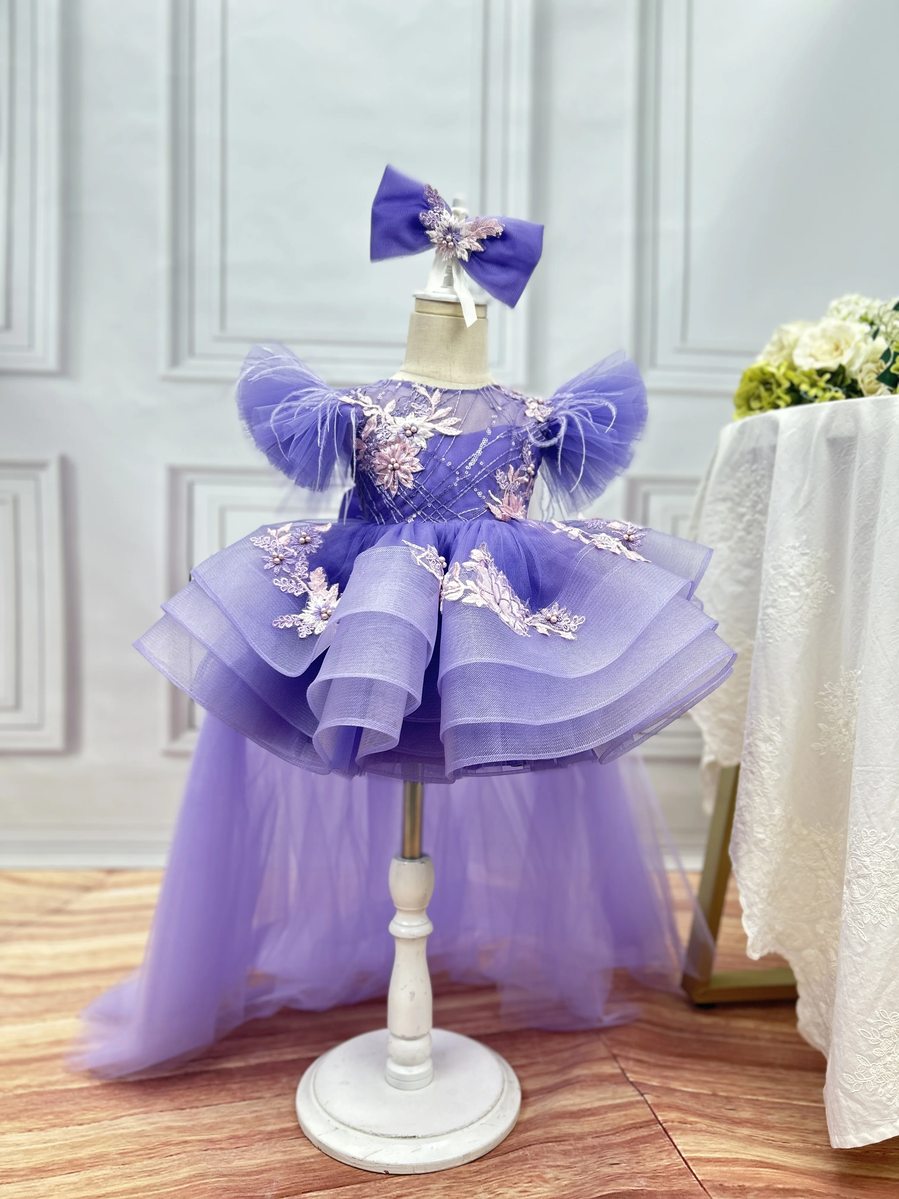 New PARTY DRESSSSSES For Girl 3-10-year-old girl Purple Elegant Party Dress High-end Dance Evening Dress Magnifice