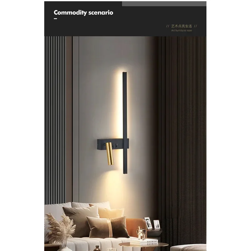 الحديثة الحد الأدنى وحدة إضاءة LED جداريّة مصباح ديكور المنزل الكتان شريط أضواء الجدار ل السرير الممر الممر بهو الجدار تركيبات