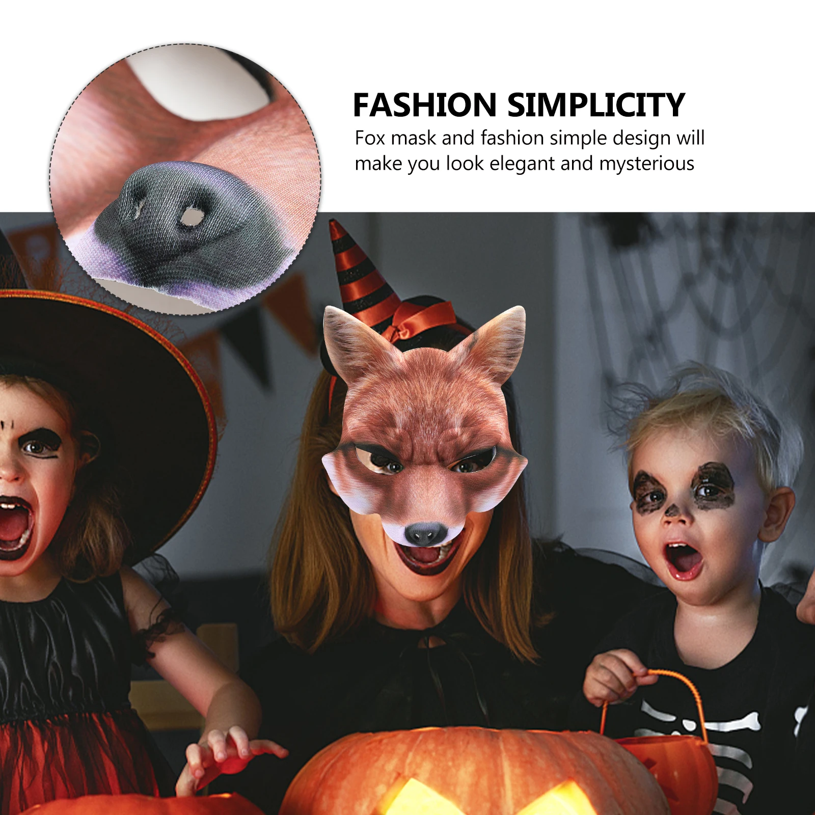 

Fox Mask White Face Halloween Animal Half Masks for Adults Kids Halloweenmask Miss