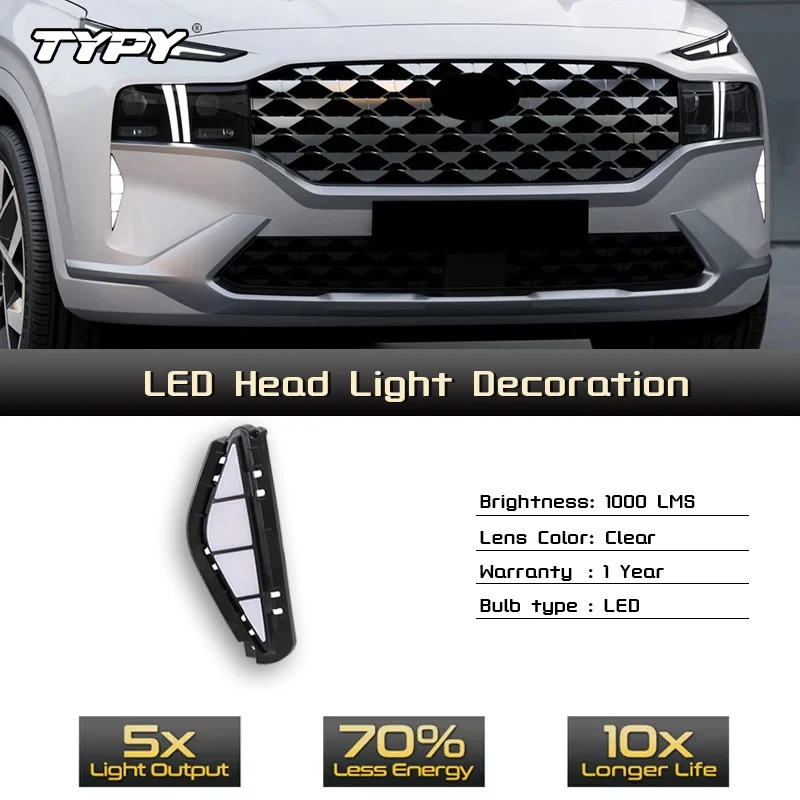 

2Pcs For Hyundai Santa Fe 2021 2022 2023 Auto LED Daytime Running Light DRL Dynamic Turn Signal Fog Lamp Day Light Foglights