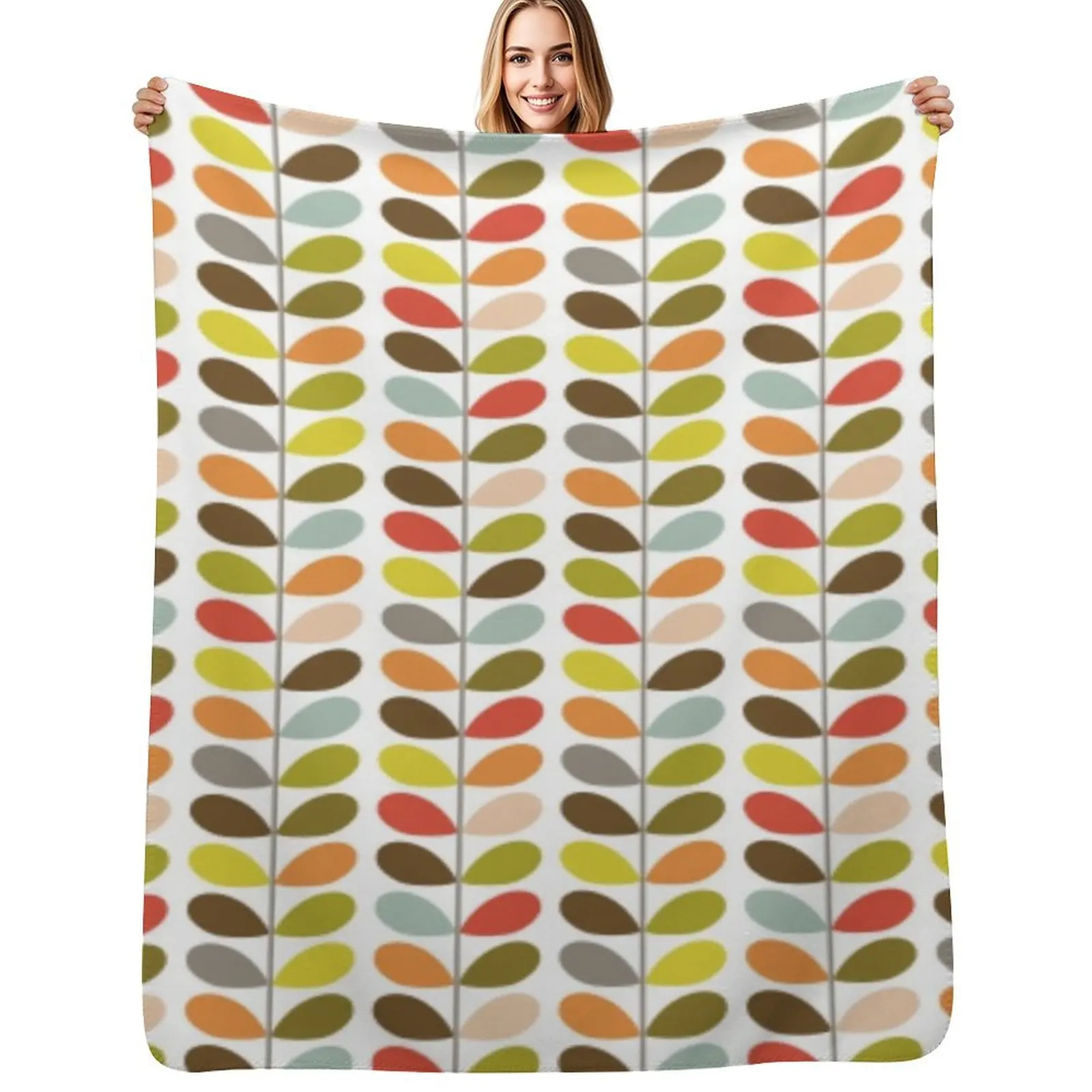 

orla kiely multi stem,kiely pattern, orla kiely design,colorful multi stem Throw Blanket cosplay anime Custom Plaid Blankets