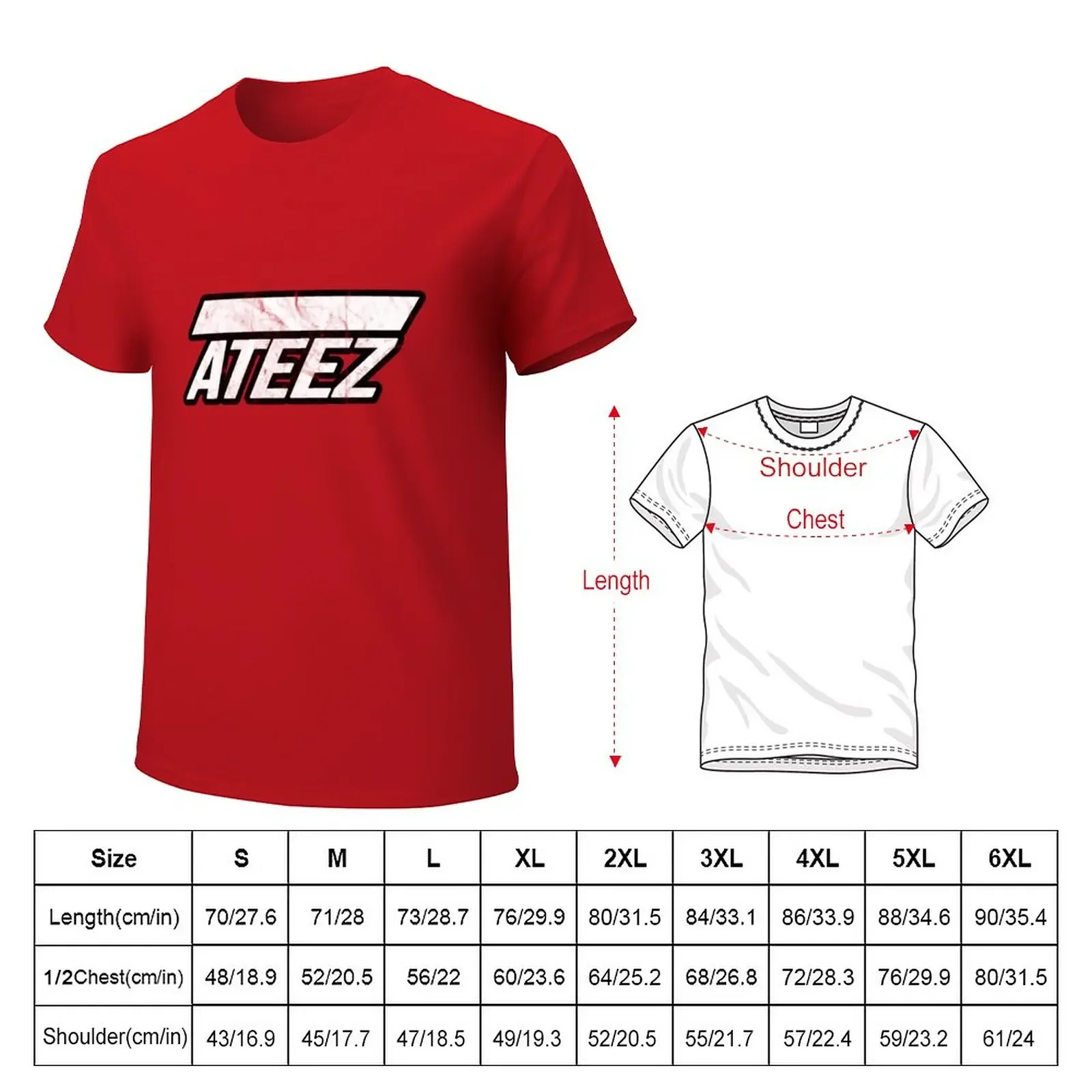 ATEEZ Logo Distressed Vintage Style T-Shirt customs design your own summer tops T-shirts for men cotton