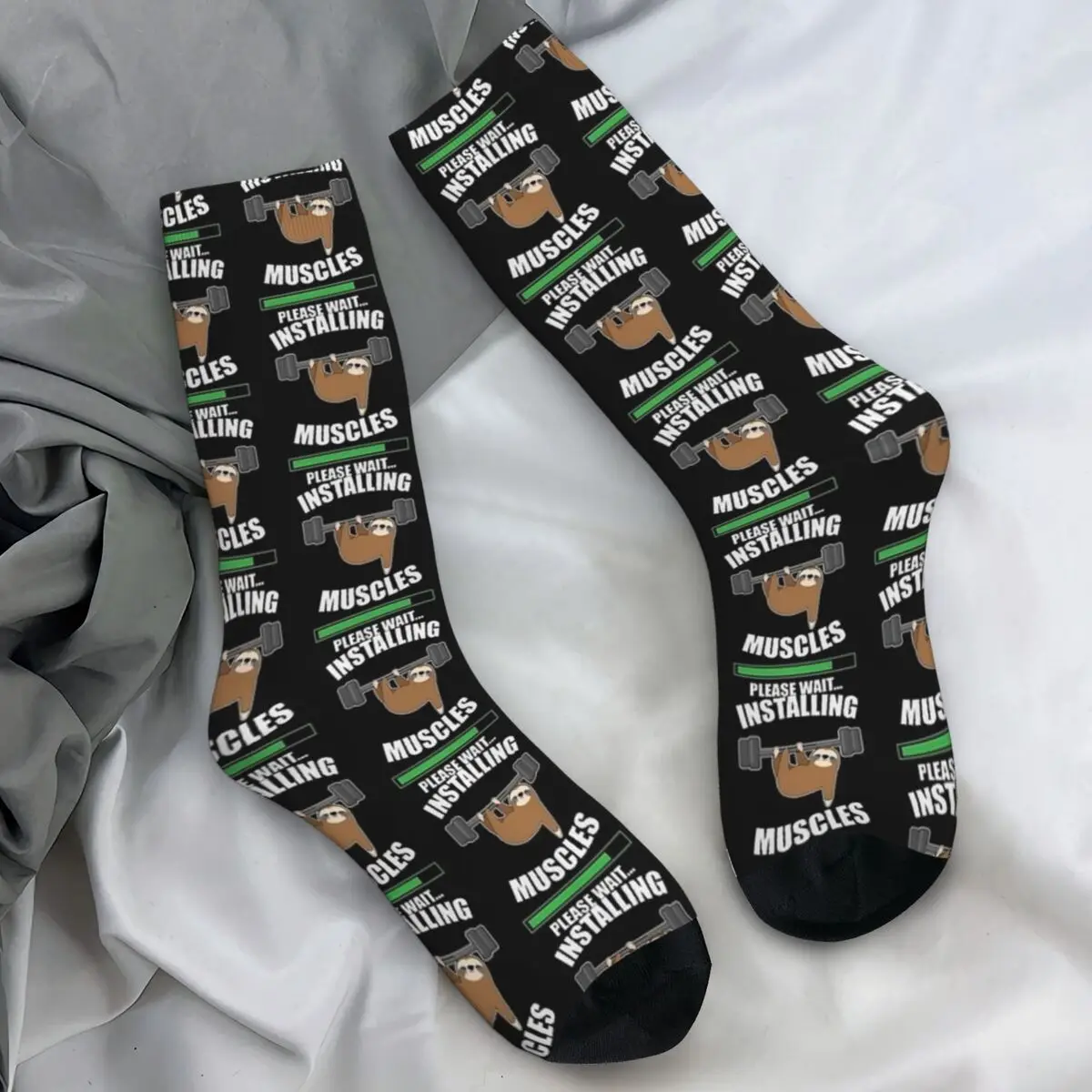 Cute Sloth Bodybuilding Weightlifting Socks Animal Funny Stockings Men Quality Skateboard Socks Autumn Printed Anti Slip Socks