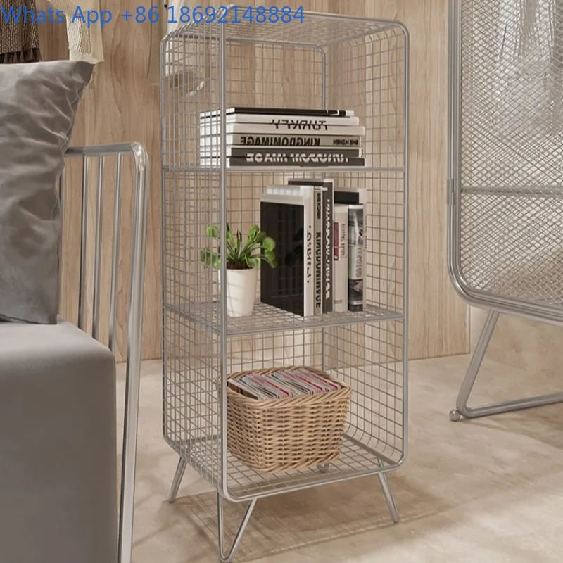 Bay Window Bookshelf Iron Art Bookshelf Floor-standing Clothing Store Small Storage Shelf Bedside