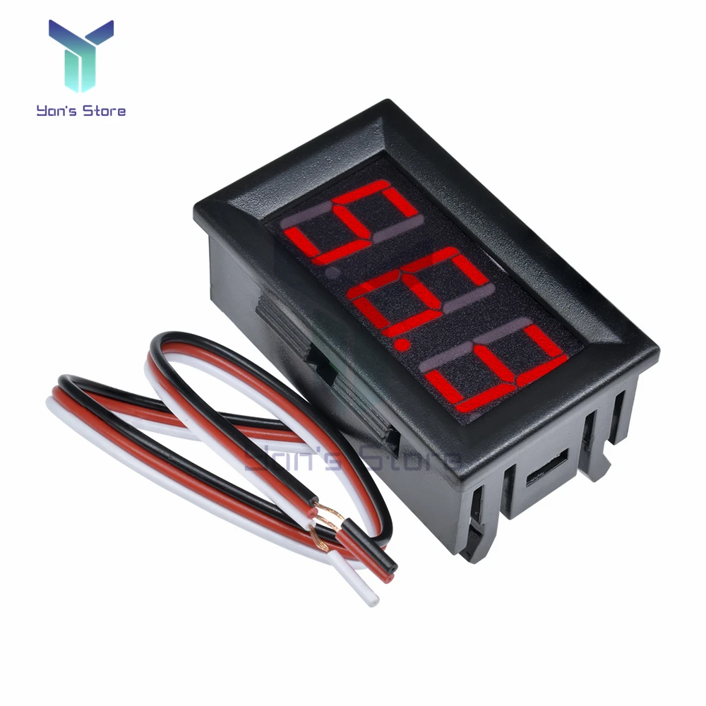 หลอดดิจิตอล LED Voltmeter DC 0-99V แรงดันไฟฟ้า Meter Tester DC Amp เครื่องวัดโวลต์มิเตอร์สามสายโวลต์มิเตอร์ใหม่ DIY เครื่องมือ