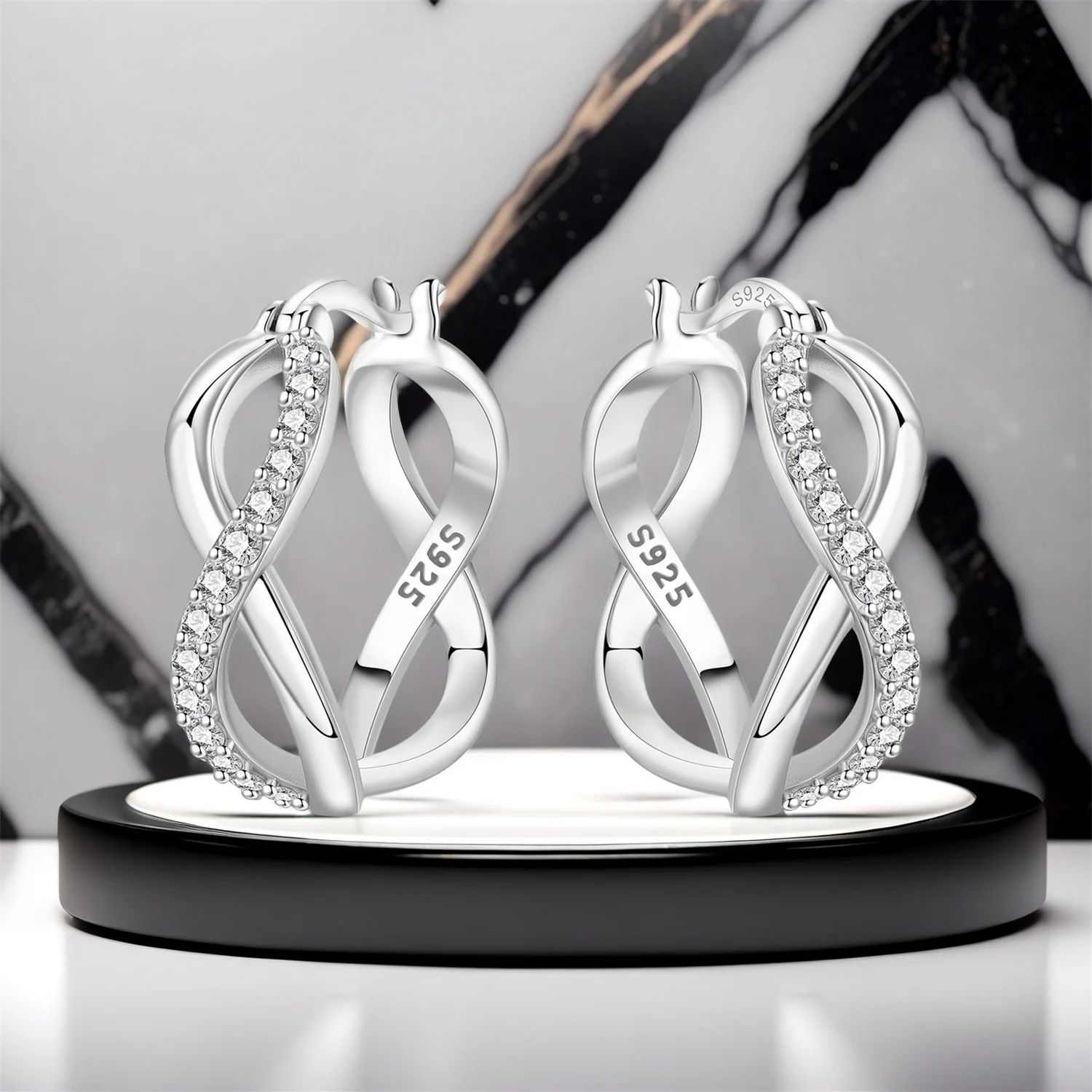 Orstarry Orecchini originali con simbolo infinito in argento sterling 925 Orecchini a cerchio da donna Gioielli per anniversario Regali alla moda