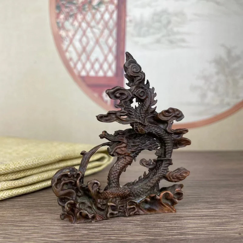 Bronze Dragon Ornament Antique Style Blue Dragon Water-Absorbing Dragon Zodiac Dragon Playing with Pearl Dragon Golden Dragon St