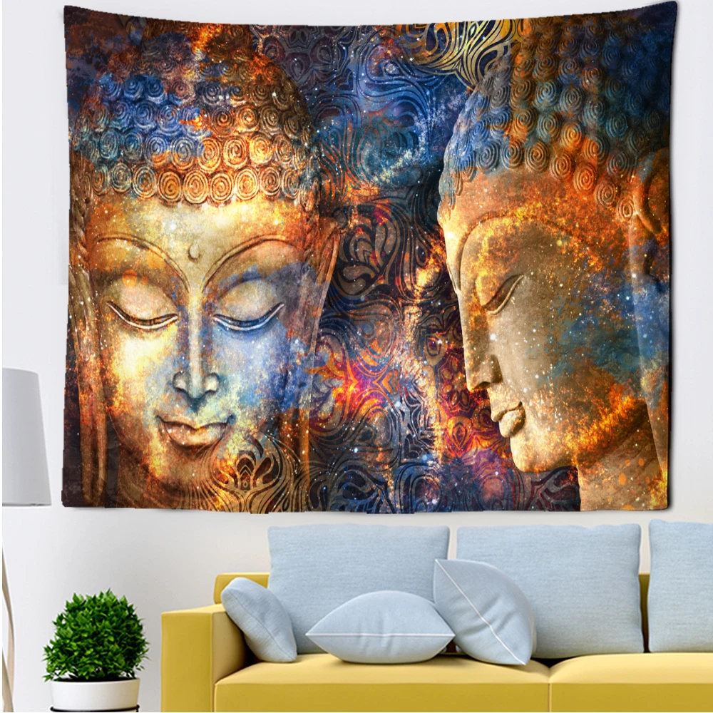 

Golden Buddha Tapestry Meditating Image Mysterious Living Room Bedroom Dormitory Kitchen Wall Decoration Decor