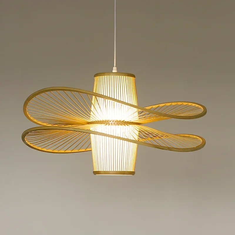 New Chinese Style Restaurant Chandelier Art Bamboo Woven Lights Chinese Style Hot Pot Restaurant Tea