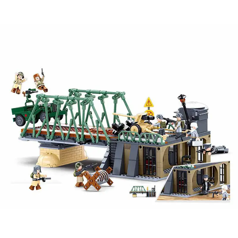 

World War II military tank winter attack boy small particle building block armored vehicle model toy