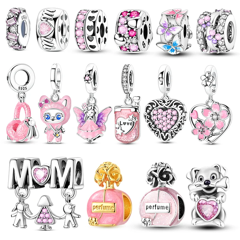 925 Sterling Silver Charms Beads Fox Headphones Butterfly Dog Pendants Fit Women Girls Original Bracelet DIY Gifts