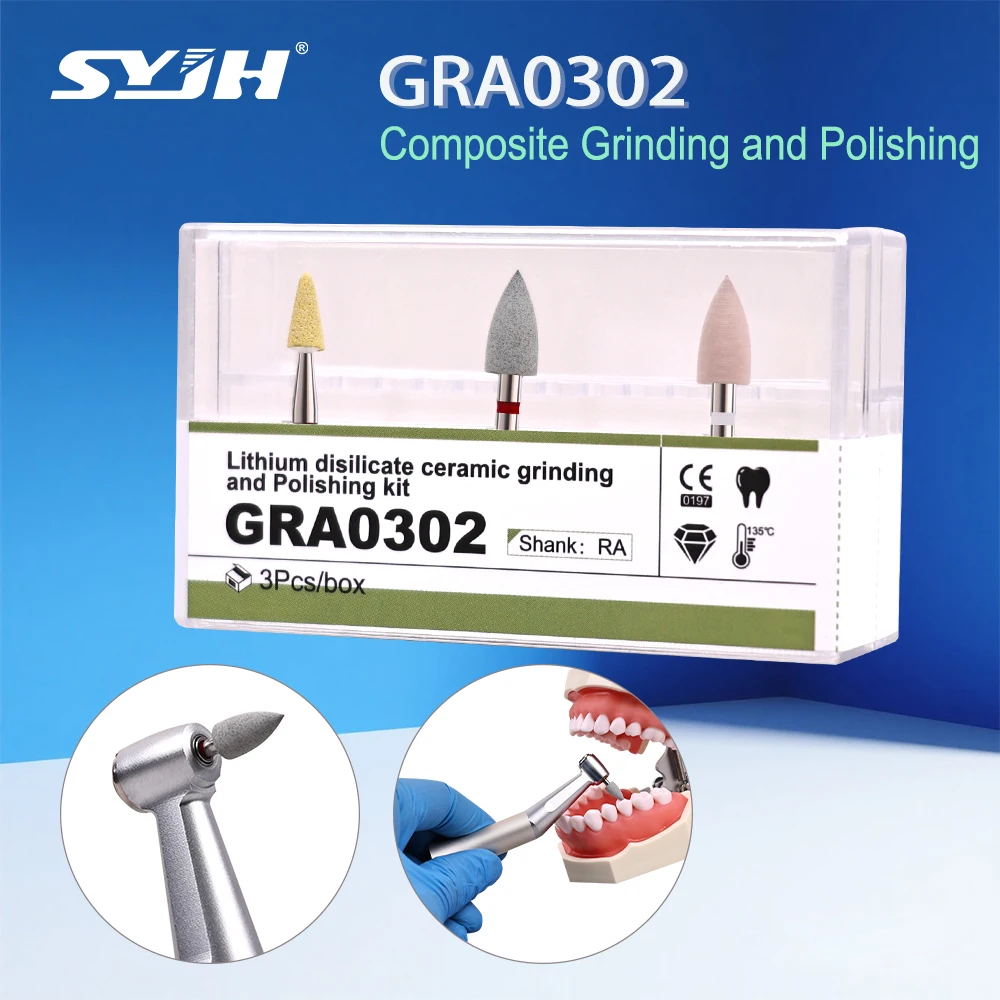 

SYJH Dental Polishing Bur Kit GRA0302 Resin Polishing Set Composite Resin Rubber Porcelain Teeth Polisher Kit Dentistry Tools