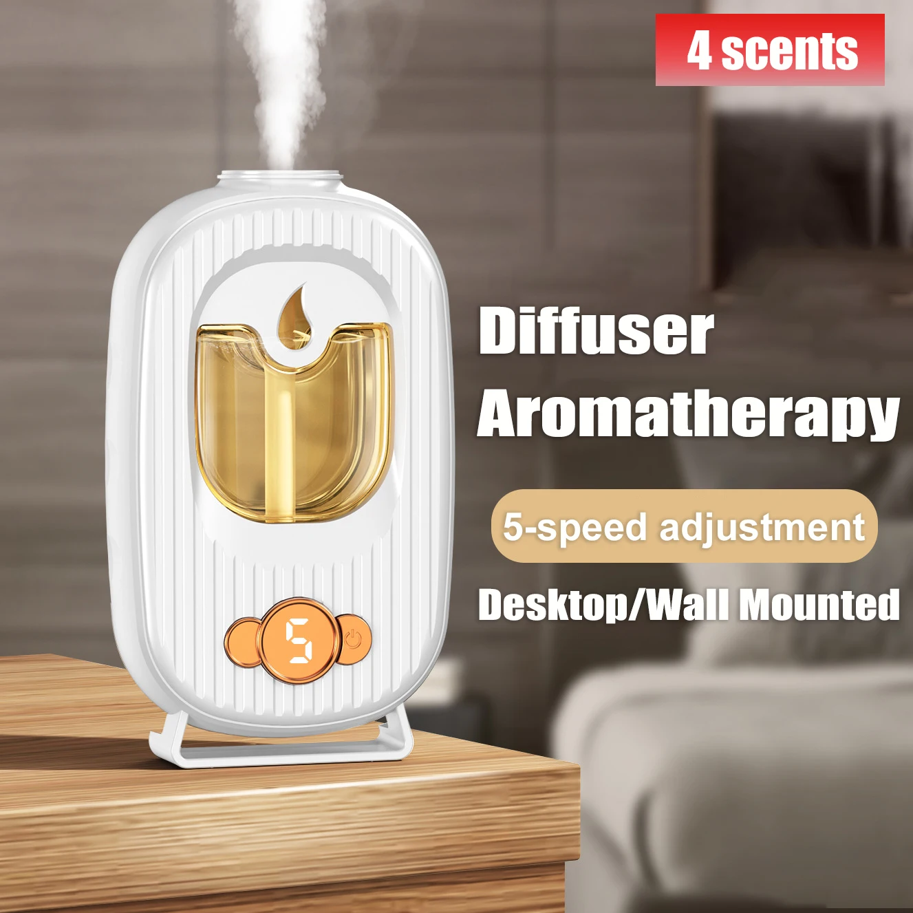 Wall Mounted Essential Oil Fragrance Diffuser Aroma Humidifier Rechargeable 5 Modes Car Air Freshener Deodorization for Bathroom