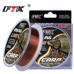 FTK 300M Fluorocarbon Coating Nylon Fishing Line Sinking Feeder 0.14-0.5MM Super Strong Carp Fishing Monofilament 4.13LB-34.32LB