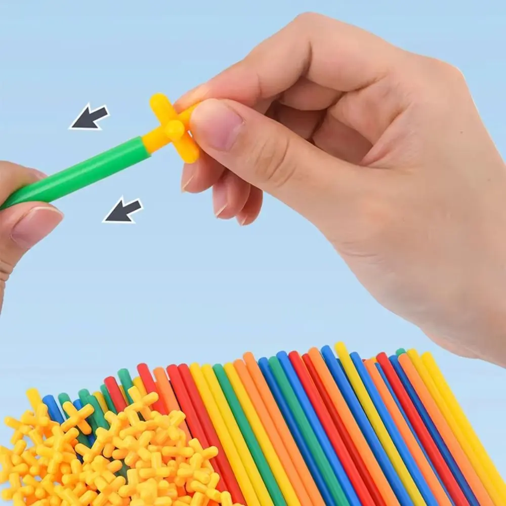 300pcs Plastic Straw Constructor Toys Assembly Interactive Puzzle Colorful Straw Toy DIY Motor Skills