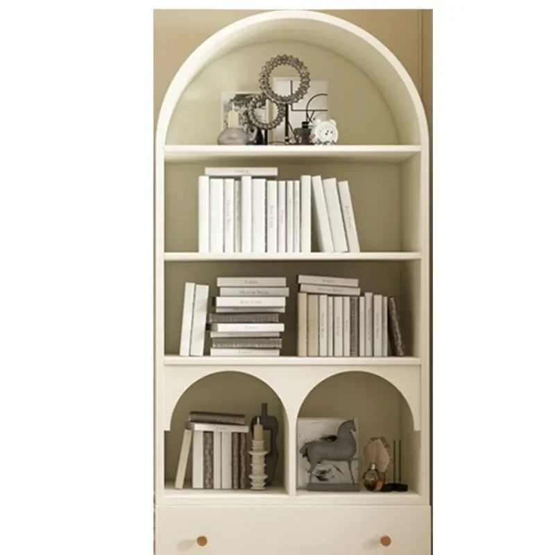 

American light luxury solid wood bookcase Children's room floor bookshelf French simple white arched locker Cabinet solid wood