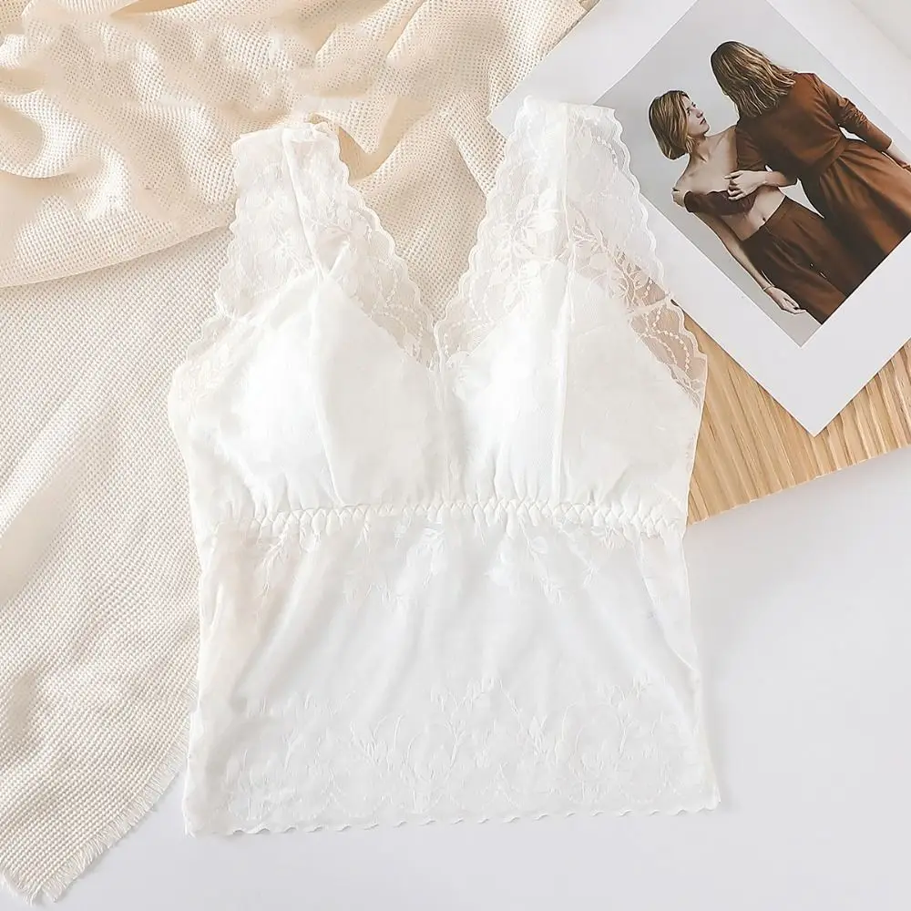 الحلو الخامس الرقبة الدانتيل شبكة بروتيل شفافة رقيقة الدانتيل المحاصيل قمم سليم صالح كامي سترة مع منصات الصيف #2