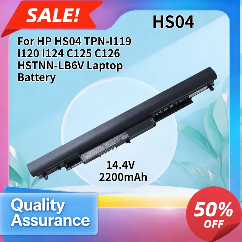 

2200mAh High quality Compatible with HP HS04 TPN-I119 I120 I124 C125 C126 HSTNN-LB6V Laptop Battery