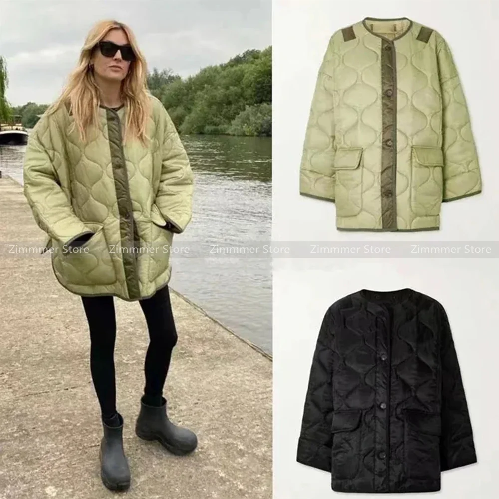 2023 Autumn and winter large version of light down cotton jacket silhouette loose hundred cotton jacket jacket women