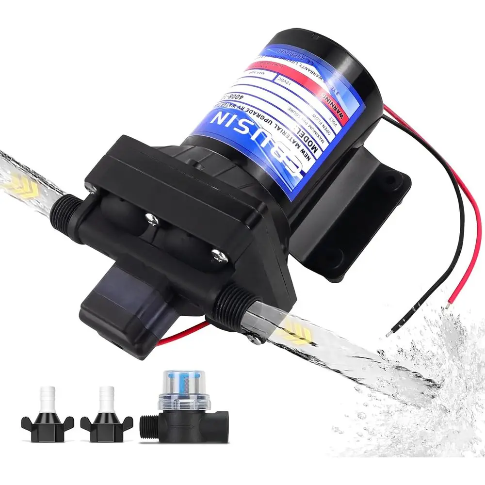 

12 Volt RV Water Pump Replace for 4008-101-a65/E65,3.0 GPM 12V Camper RV Water Pump,12V Self-Prime Camper Water Pump Quiet & Smo