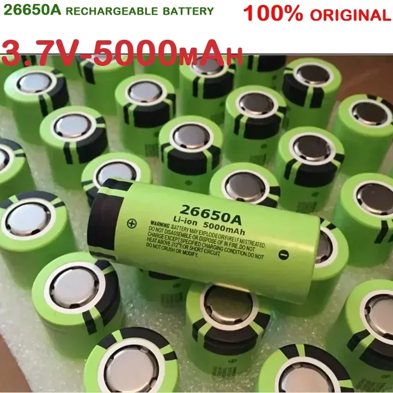 26650 lithium battery 26650A,100% original 3.7V 5000mAh large capacity rechargeable battery for strong light flashlights