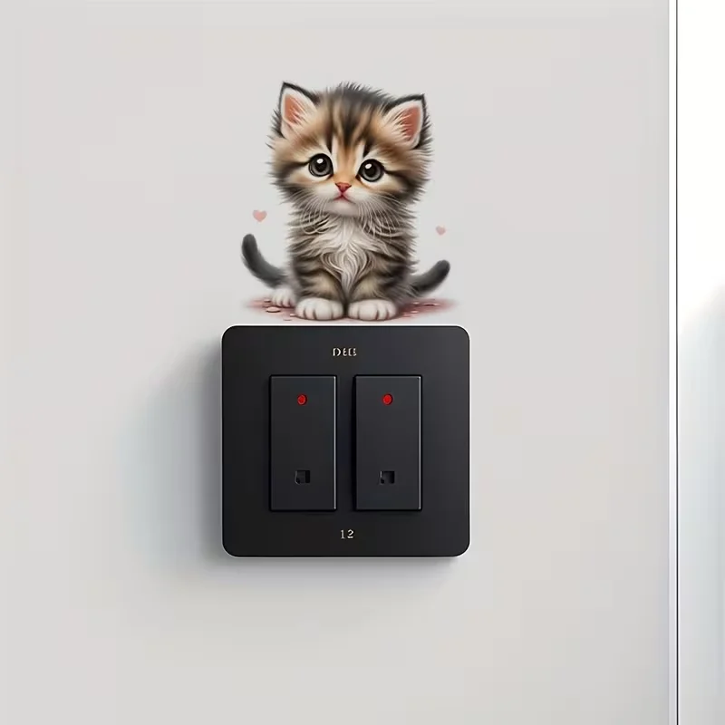 1 cute cat wall switch panel decorative sticker, air conditioning control panel decoration