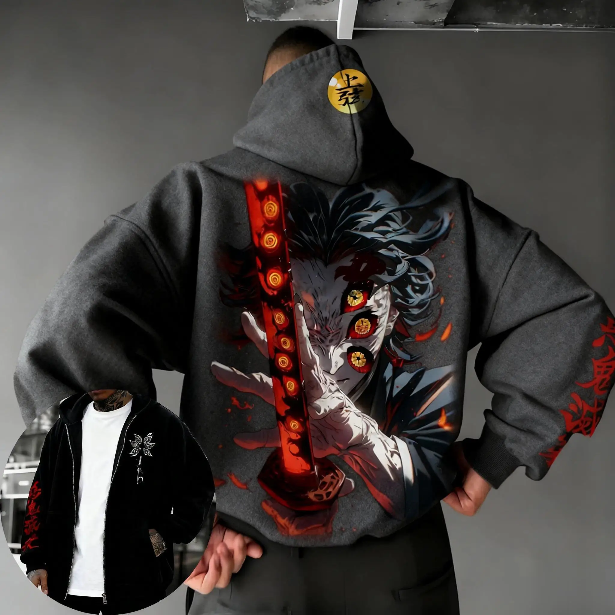 

Demon Slayer Kimetsu No Yaiba Anime Zipper Hoodie Streetwear Autumn Fashion New Casual Pullover Men Women Sweatshirt Cosplay Top