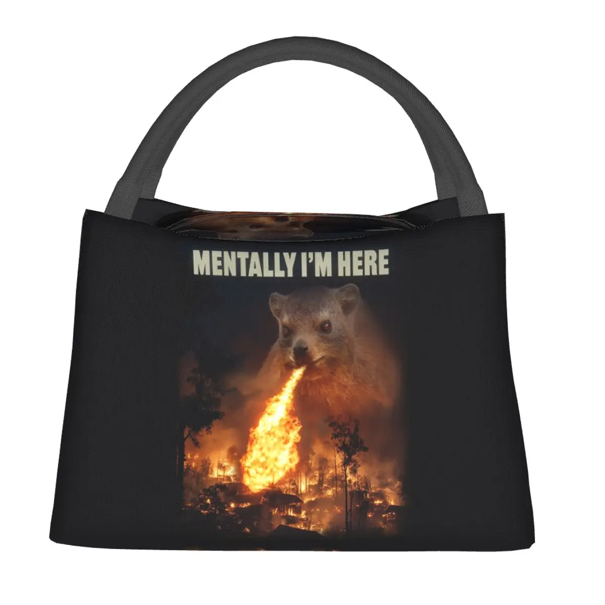 Mentally I'm Here Rock Hyrax Lunch Bags Insulated Bento Box Lunch Tote Picnic Bags Cooler Thermal Bag for Woman Children Work