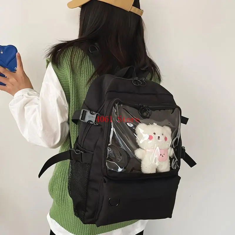 حقيبة ظهر لوليتا للفتيات المراهقات حقيبة مدرسية للسيدات والطالبات من النايلون حقيبة نهارية كاجوال متعددة الجيوب #4