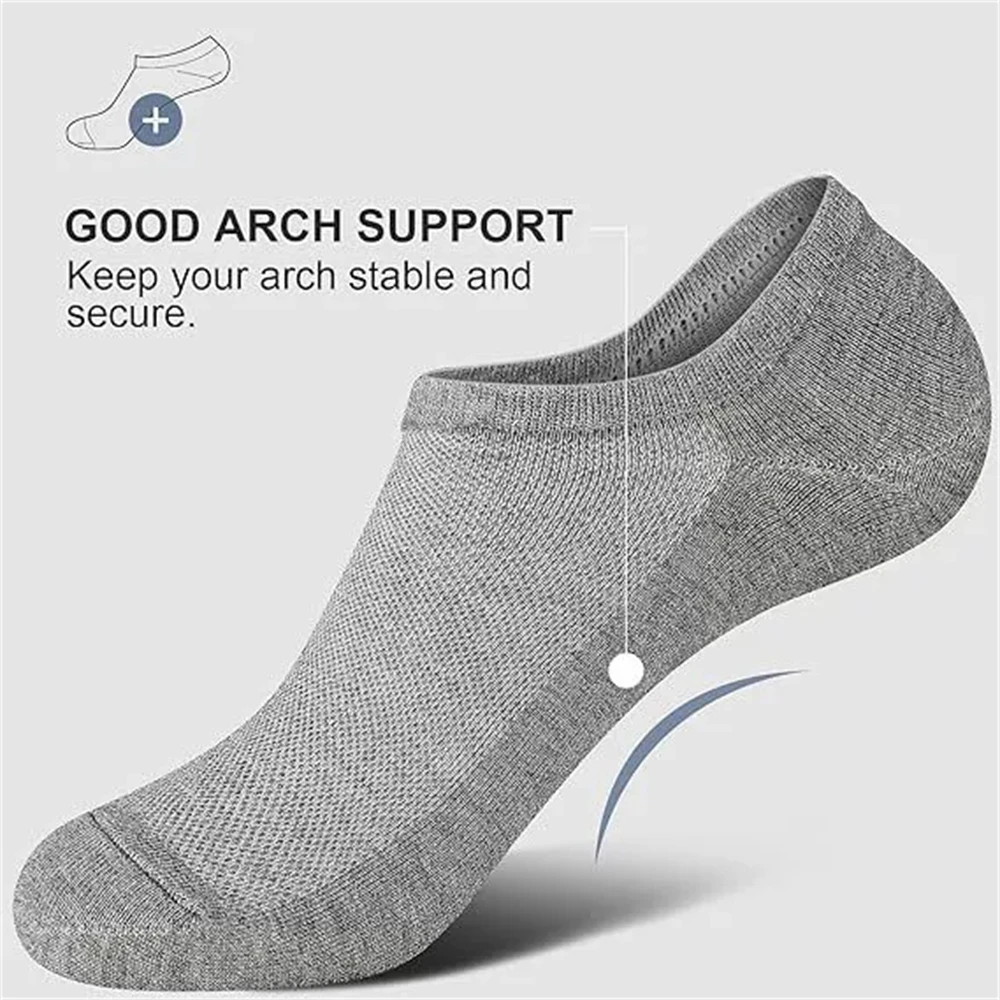 8 Pairs of Men's Summer Thin Casual Shallow Mouth Invisible Breathable Boat Socks That Do Not Fall Off