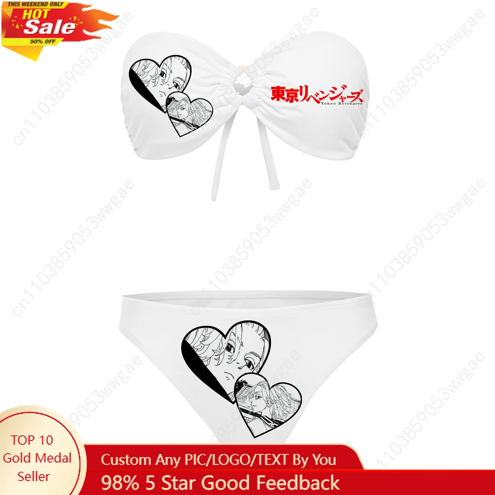 

Tokyo Revengers Strapless Swimsuit Women Bathing Suit Personalized Fashion Swimwear Pool Beach Sexy Bikini Customized Beachwear