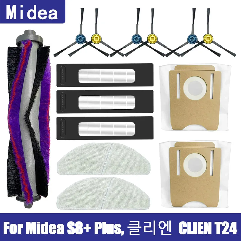 Fit For Midea S8+ Plus, 클리엔 CLIEN T24, 씽크에어 ThinkAir RV50 Pro Replacement Parts Accessories Main Side Brush Filter Mop Dust Bag