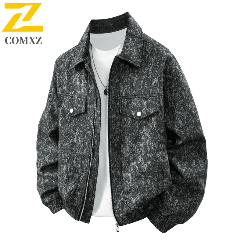 

COMXZ замшевая кожаная куртка мужская 2025 новый цветной тренд универсальная удобная дышащая куртка с лацканами уличная повседневная свободная куртка