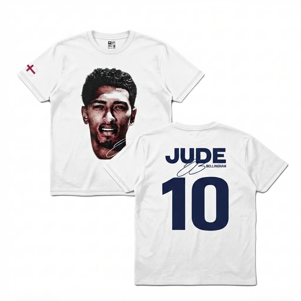 Adult & Kid England Soccer Jersey Sports Portrait Number 10 Print Flag Sleeve Motifs 2026 Athletic Emblem Fan Football Shirt