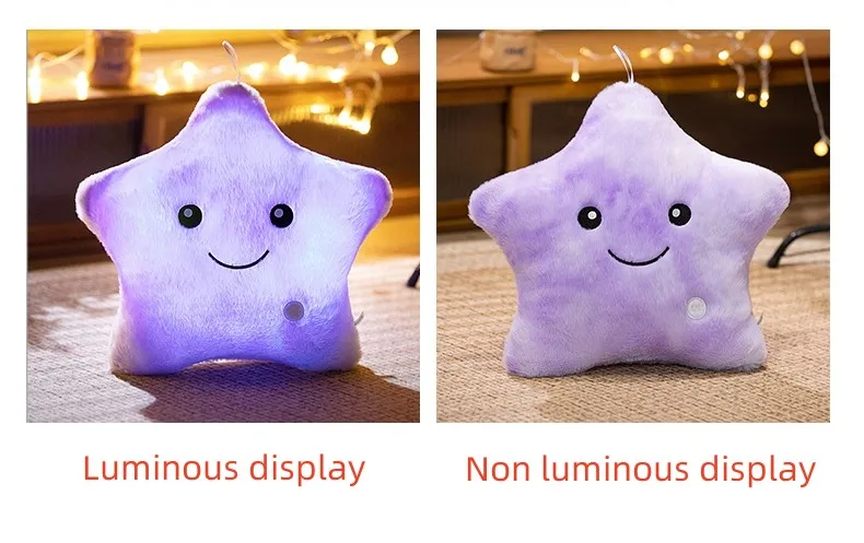 24*22CM Leucht fünfzackigen Stern Plüsch Spielzeug Glowing Star Gefüllte Weiche Puppe Kissen Schöne Halloween Weihnachten geschenke – Detail 7