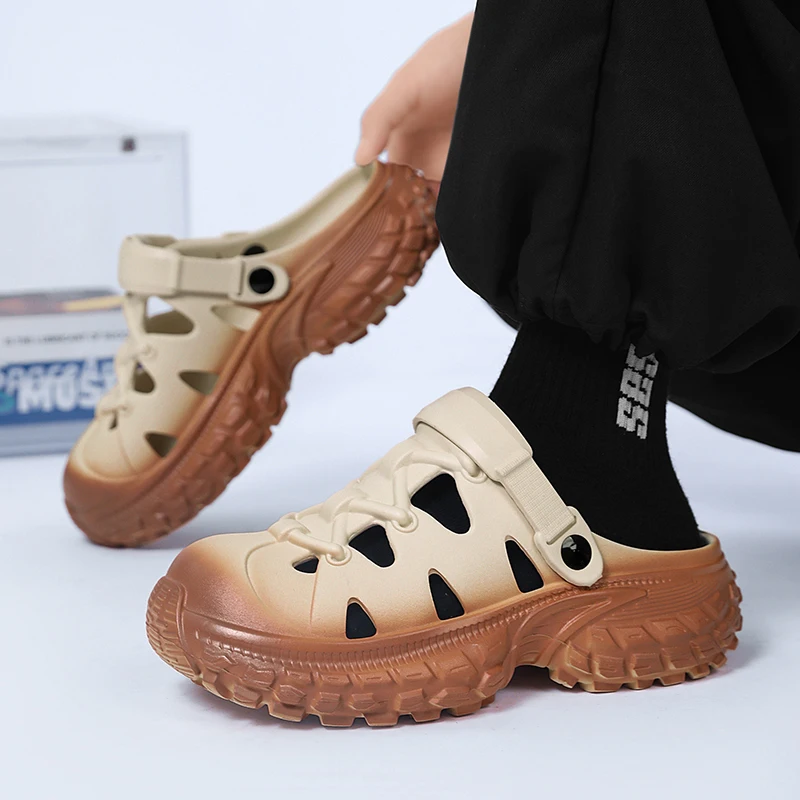 

Новые летние нескользящие пляжные тапочки для мужчин и женщин, легкие сандалии и шлепанцы с закрытым носком