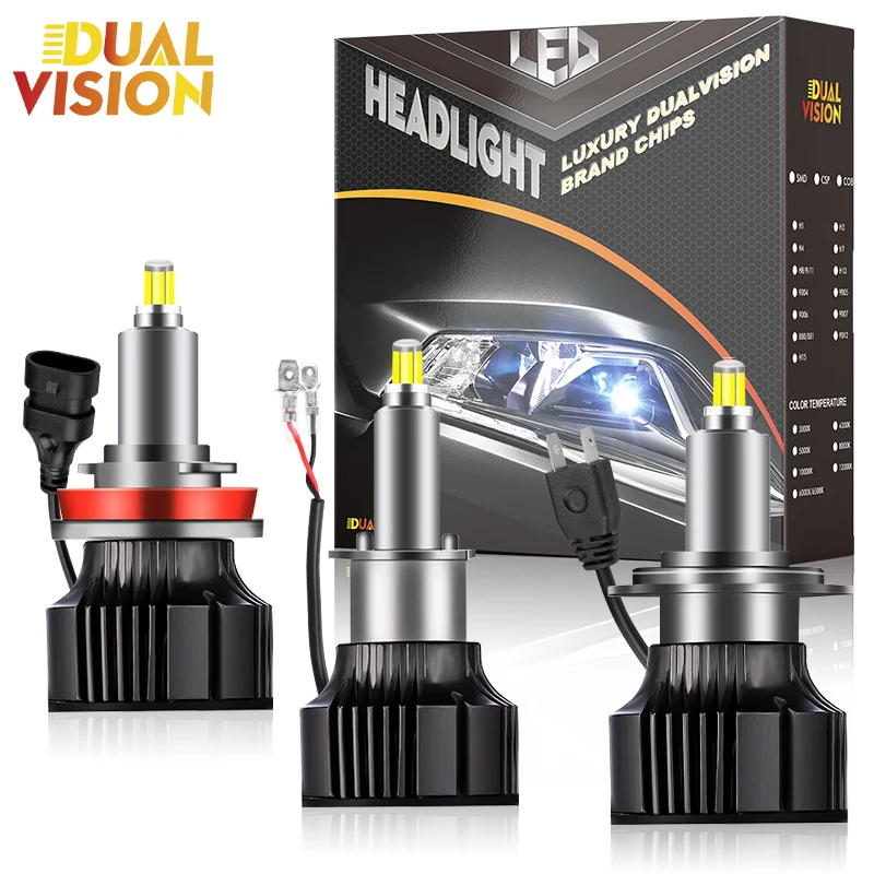 Bombilla LED Dualvision 360 H7 Canbus para coche, 6 lados CSP H1 H8 H9 H11 9005 HB3 9006 HB4 9012 HIR2, faro LED para lente de proyector