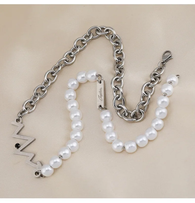 

Necklace female hip-hop titanium steel heartbeat necklace autumn and winter accessory
