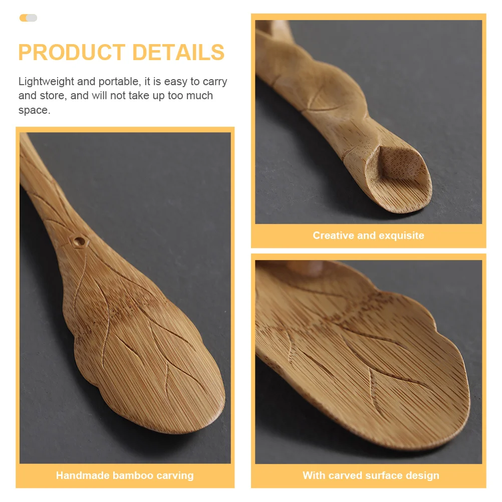 

Hand-Made Bamboo Tea Spoon Carved Design Multifunctional Scoop for Tea Shop Restaurant Storage Easy Clean Teaware Accessory