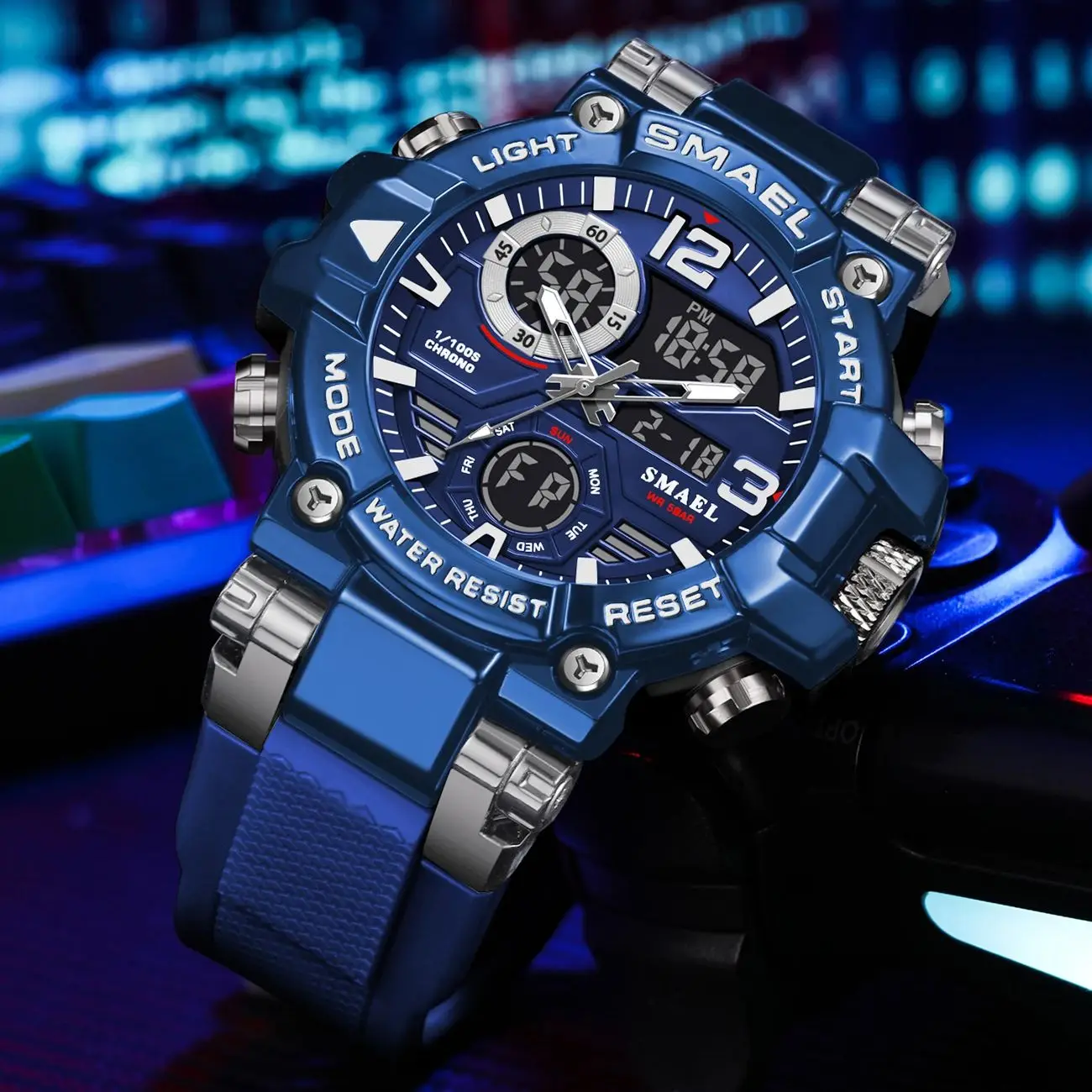 SMAEL Watch Men Top Brand Digital Quartz Watch Chronograph Man Luminous Waterproof Wristwatch Double Display Shockproof Clock