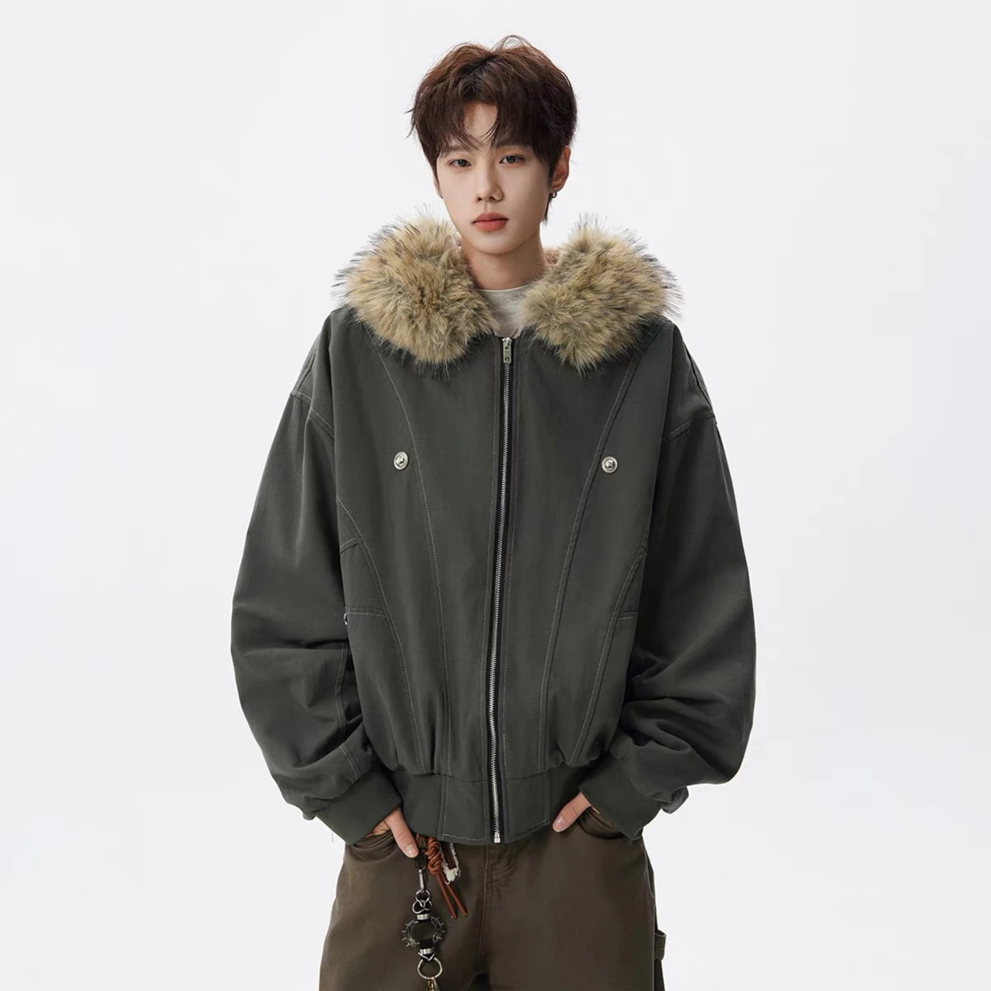 

Thiened, хлопковая куртка с воротником в американском стиле ретро, Mountain Eagle, мужская и женская осенне-зимняя модная брендовая парка высокого класса