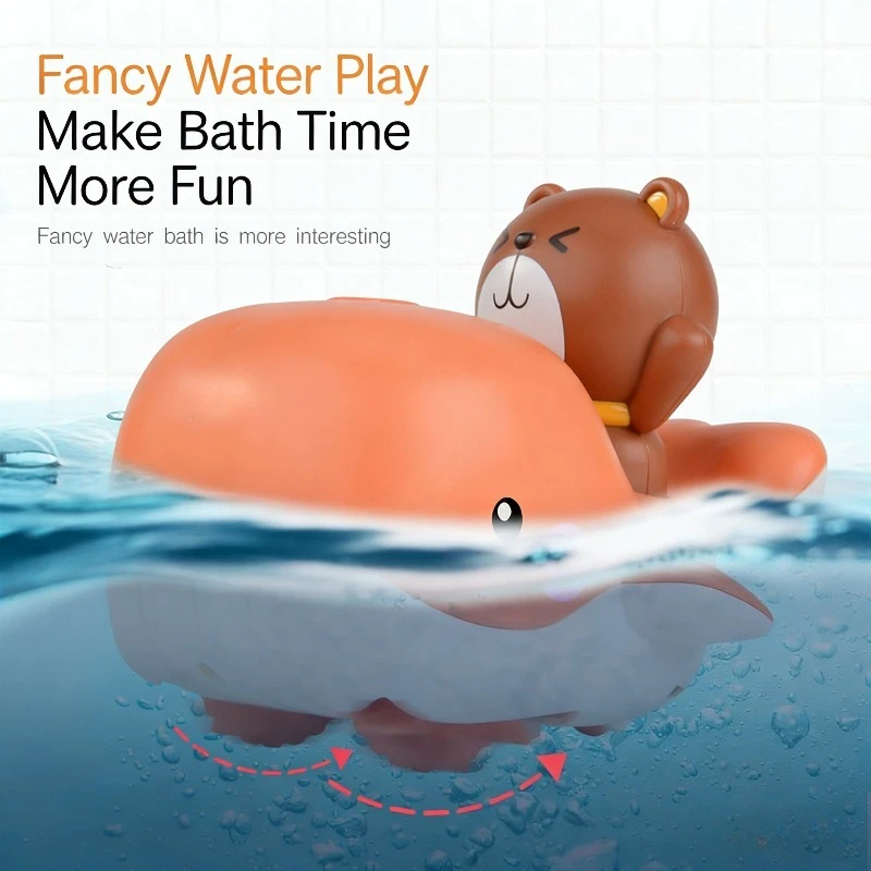 Baby Clockwork Toy Cute Whale Little Lion Water Course Amphibious Multi Play Bathing Play Toy Press Water Spray Baby Puzzle Toy