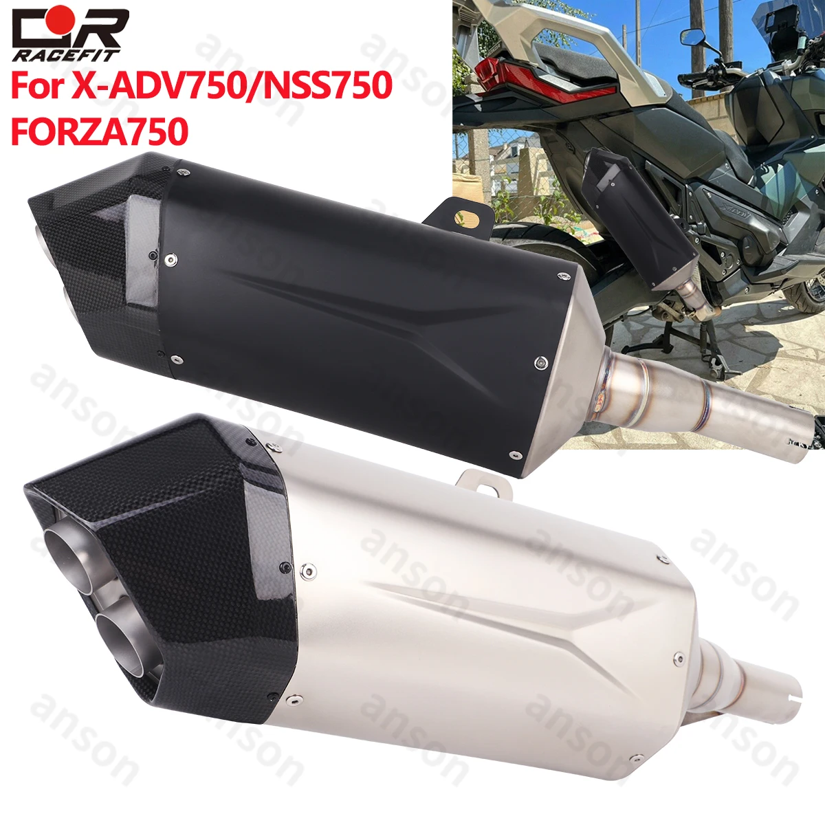 

Slip On For Honda X-ADV 750 NSS750 Forza 750 2017-2024 Escape Modify Carbon Tip Exhaust Link Mid Pipe with DB Killer